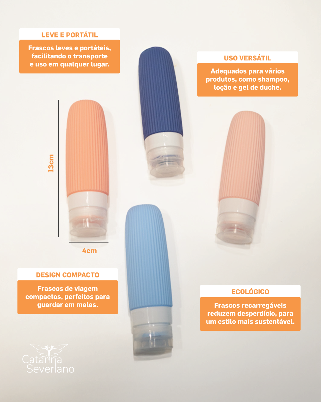 Kit Frascos Flexíveis de viagem 100ml by Catarina Severiano (conjunto de 4)