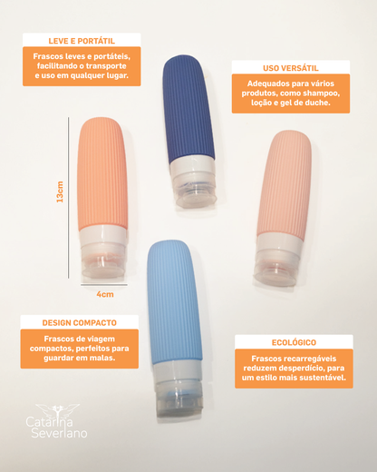 Kit Frascos Flexíveis de viagem 100ml by Catarina Severiano (conjunto de 4)