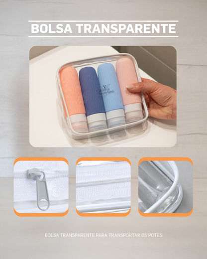 Kit Frascos Flexíveis de viagem 100ml by Catarina Severiano (conjunto de 4)