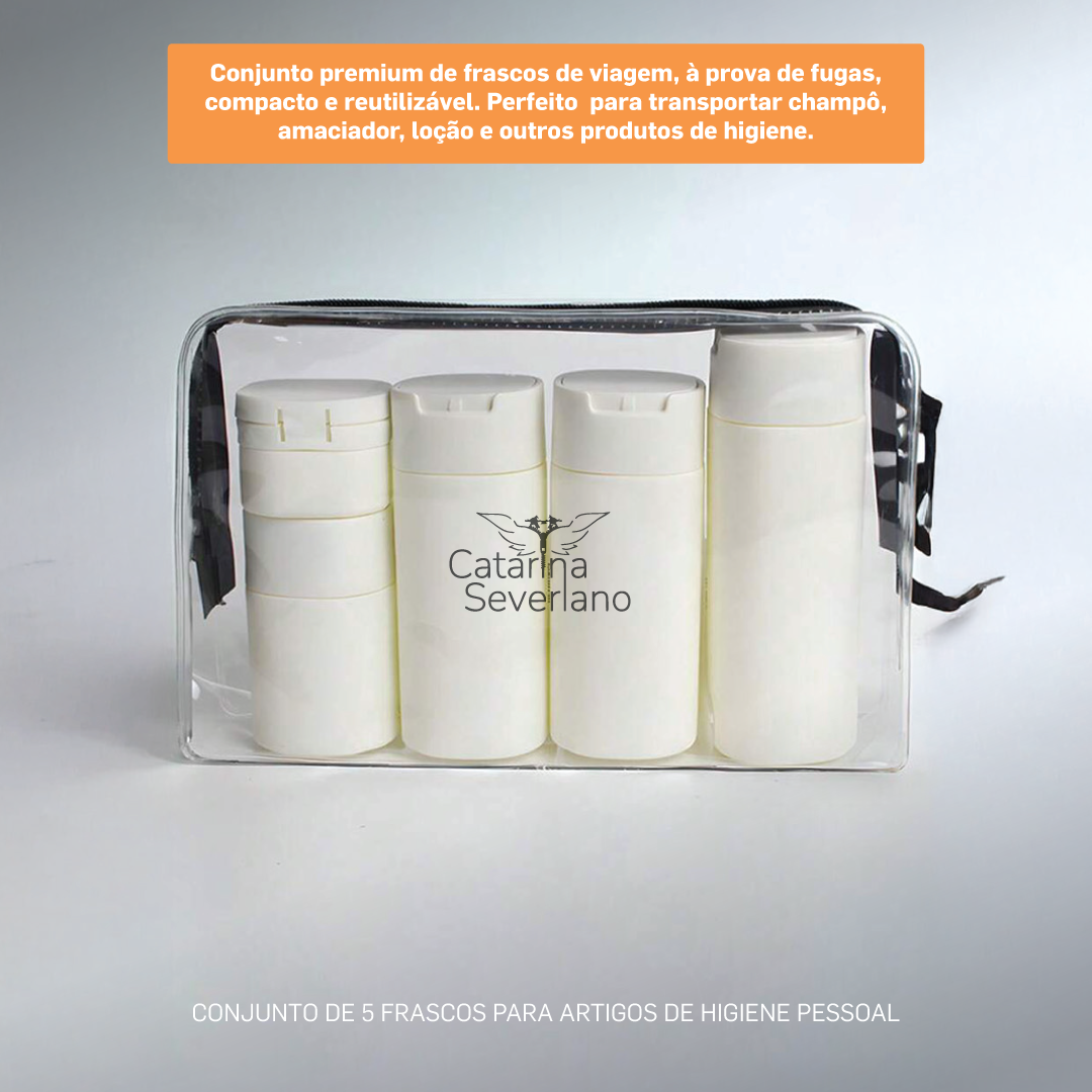 Kit Frascos Rígidos de viagem até 90 ml by Catarina Severiano (conjunto de 5)